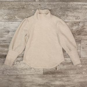 White Fuzzy Puff Sleeve Pullover